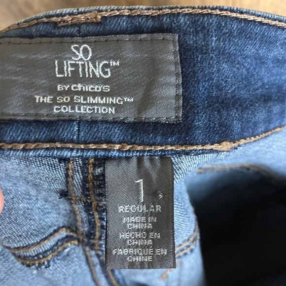 Chicos Womens Jeans Blue Mid Rise So Slimming Lifting Straight Stretch 1 - Picture 4 of 11